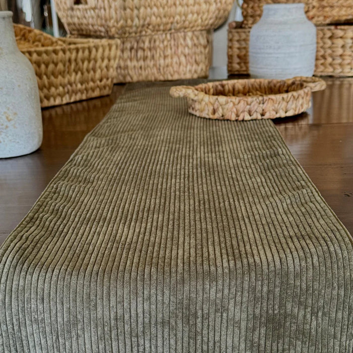 Evergreen Corduroy Table Runner
