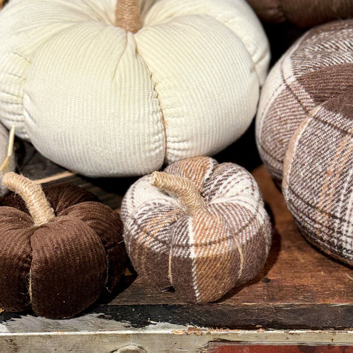Small Brown Plaid Pumpkin