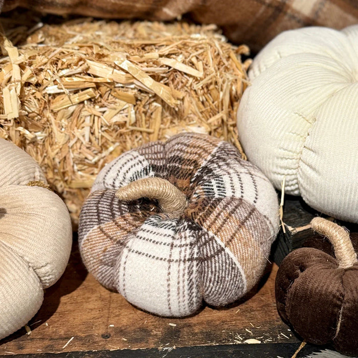 Medium Brown/Cream Plaid Pumpkin