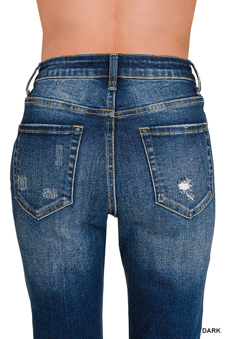 Zenana High Rise Straight Cropped Dark Denim Jeans