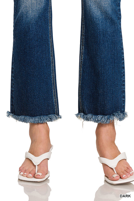 Zenana High Rise Straight Cropped Dark Denim Jeans