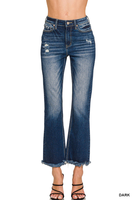 Zenana High Rise Straight Cropped Dark Denim Jeans