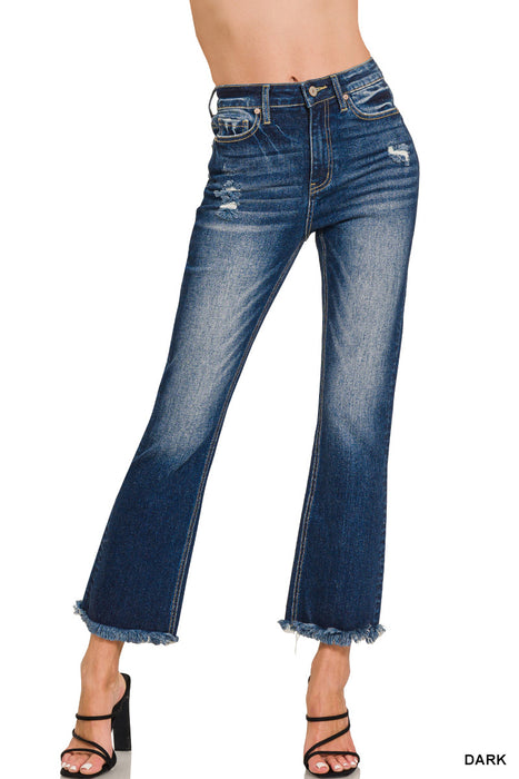 Zenana High Rise Straight Cropped Dark Denim Jeans