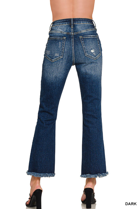 Zenana High Rise Straight Cropped Dark Denim Jeans
