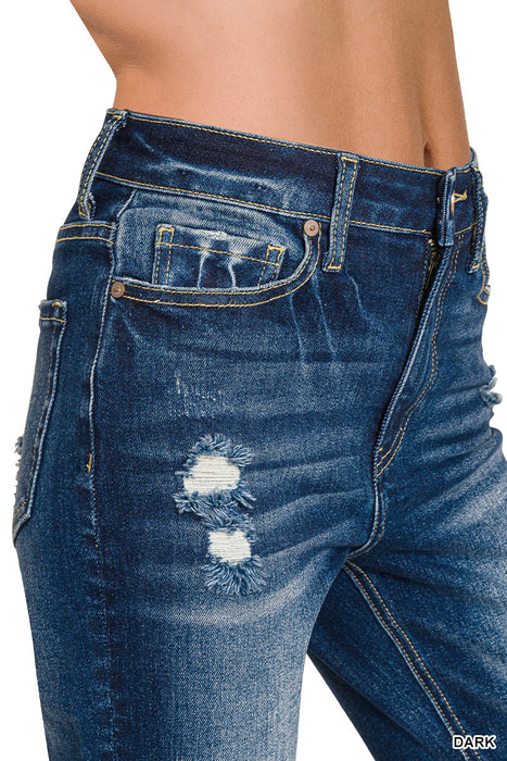 Zenana High Rise Straight Cropped Dark Denim Jeans