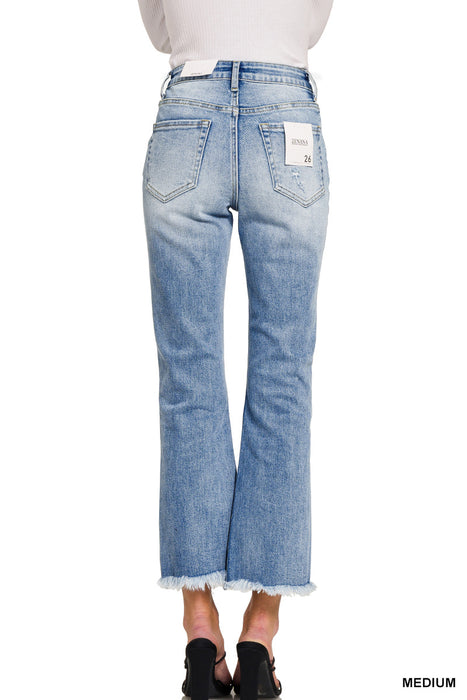 Zenana High Rise Straight Cropped Medium Denim Jeans
