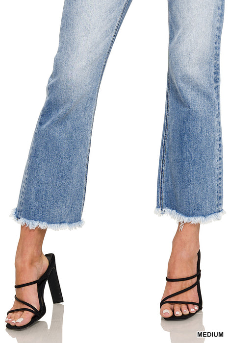 Zenana High Rise Straight Cropped Medium Denim Jeans