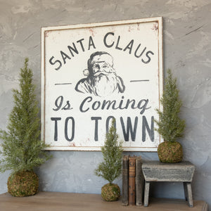 Santa Claus Black & White Metal Sign 24" STORE PICKUP ONLY