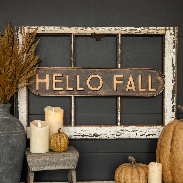 Hello Fall Vintage Inspired Metal Sign - IN STORE PICKUP ONLY