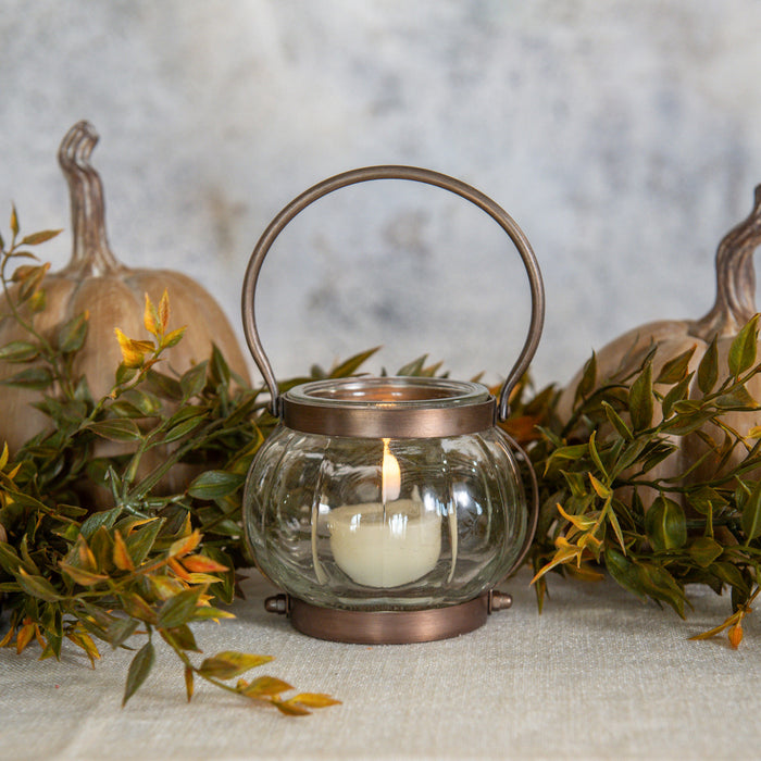 Brass Glass Lantern 6.5"h