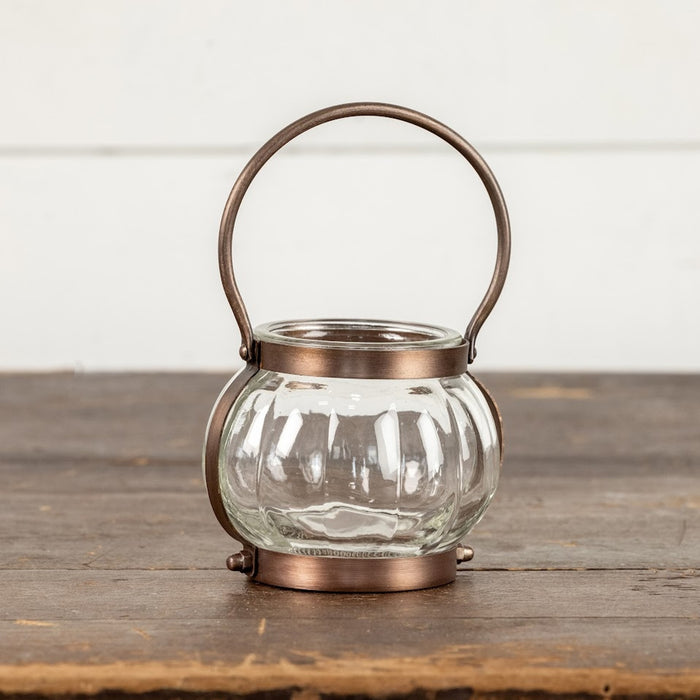 Brass Glass Lantern 6.5"h