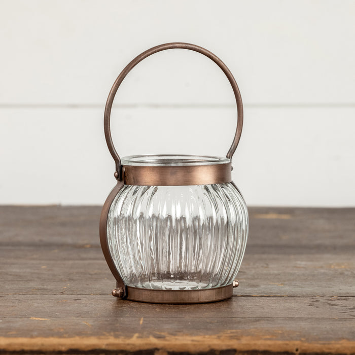 Brass Glass Lantern 7.5"h