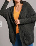 PLUS Popcorn Dolman Sleeve Cardigan - Charcoal