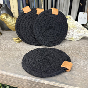 Black Fabric Coasters Set of 4