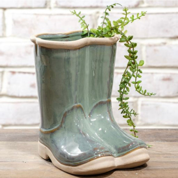 Teal Rain Boot Planter