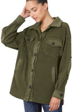 Dark Olive Oversized Fleece Shacket