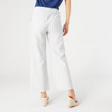 Fallon Wide Leg Striped Pant - Off White + Blue