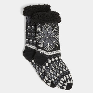 Coco + Carmen Winter Wonderland Slipper Socks - Black