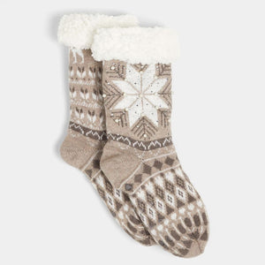 Coco + Carmen Winter Wonderland Slipper Socks - Latte