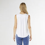 White Pleat Back V-Neck Top