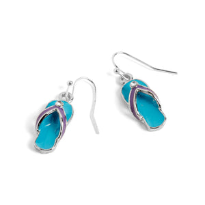 Turquoise/Purple Flip Flop Earrings-Silver