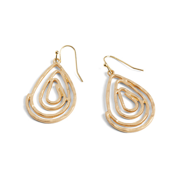 Swirl Teardrop Earrings - Matte Gold