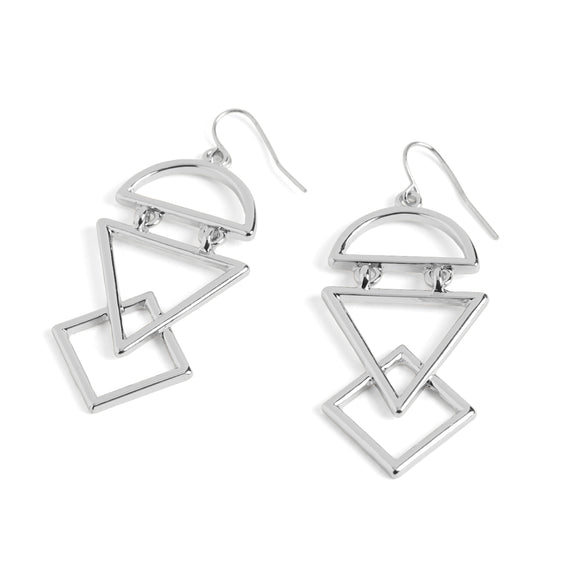 Layered GeometricEarrings-Silver-Silver