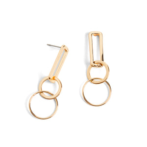 Linked Hoop Dangle Earrings - Gold