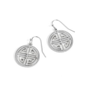 Labyrinth Crest Earrings - Silver