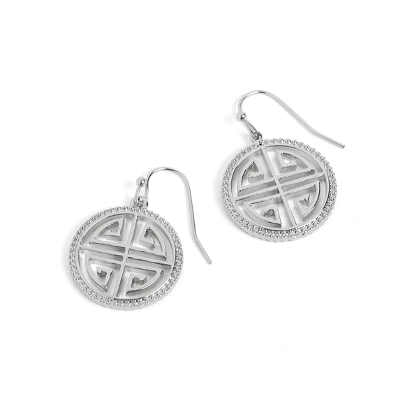 Labyrinth Crest Earrings - Silver