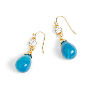 Clear Stone Teardrop Bead Dangle Earrings - Ocean