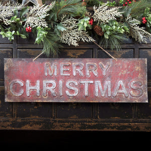 Red Merry Christmas Vintage Inspired Metal Sign STORE PICKUP ONLY