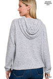 Heather Gray Brushed Hacci Melange Hoodie Sweater Top