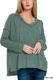 Ash Jade Brushed Ribbed Hacci Drop Shoulder Sweater