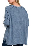 Ash Jade Brushed Ribbed Hacci Drop Shoulder Sweater