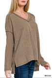 Mocha Brushed Ribbed Sweater FINAL SALE