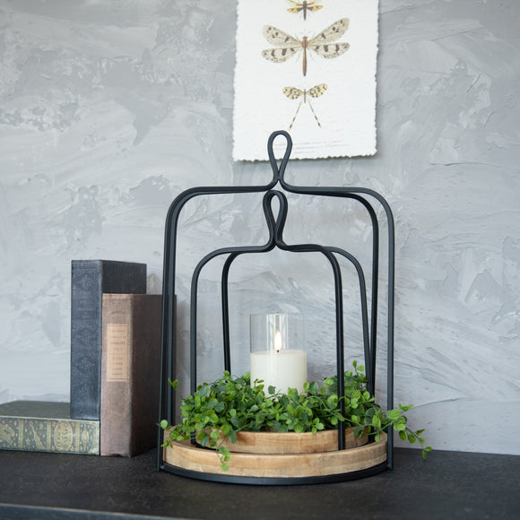 Iron and Wood Open Lanterns IN STORE PICKUP ONLY