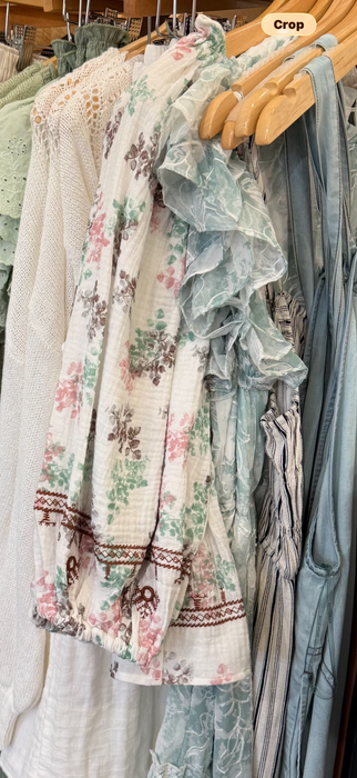 Floral Print Cotton Gauze Woven Top