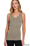 Scoop or V-Neck Seamless Basic Cami/Tank - Mushroom