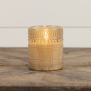 4" Champagne Dotted Glass 3D Flame LED Candle