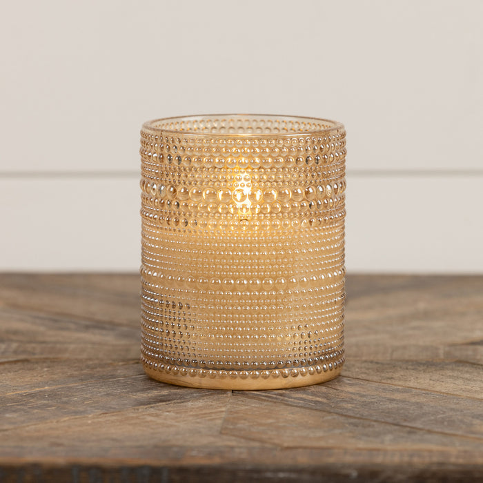 5" Champagne Dotted Glass 3D Flame LED Candle