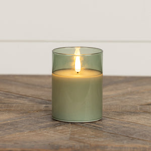 4" Green Glass 3D Flame Candle