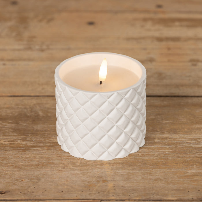 3.25" White Cement Grid 3D Flame Candle
