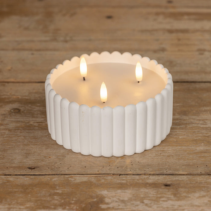 White Cement 3 Wick 3D Flame Candle