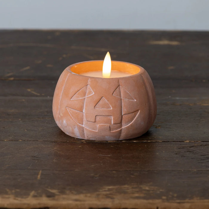 Orange Jack-O-Lantern 3D Flame Candle 3"