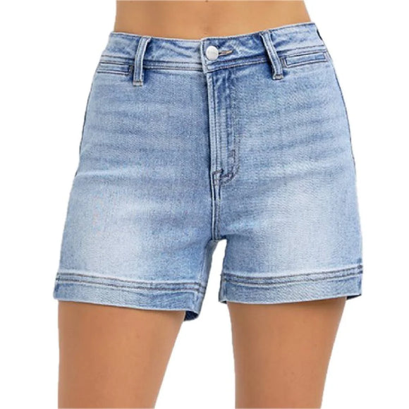 High Rise Front Welt Pocket Detail Shorts