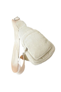 Corduroy Sling Belt Bag - Off White