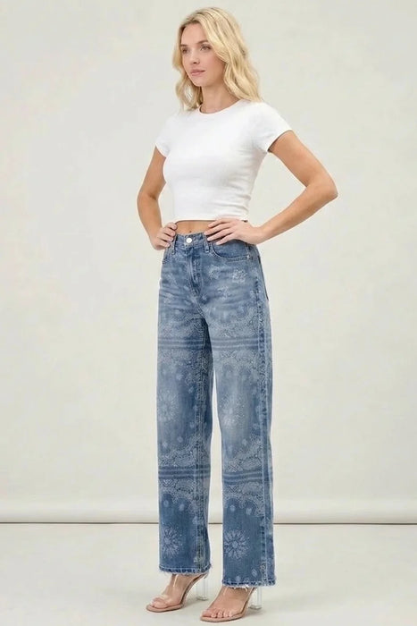 Bandana Mid Rise Straight Jean