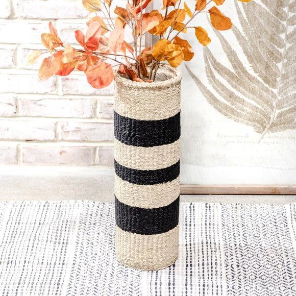 Striped Weave Cement Vase IN STORE ONLY