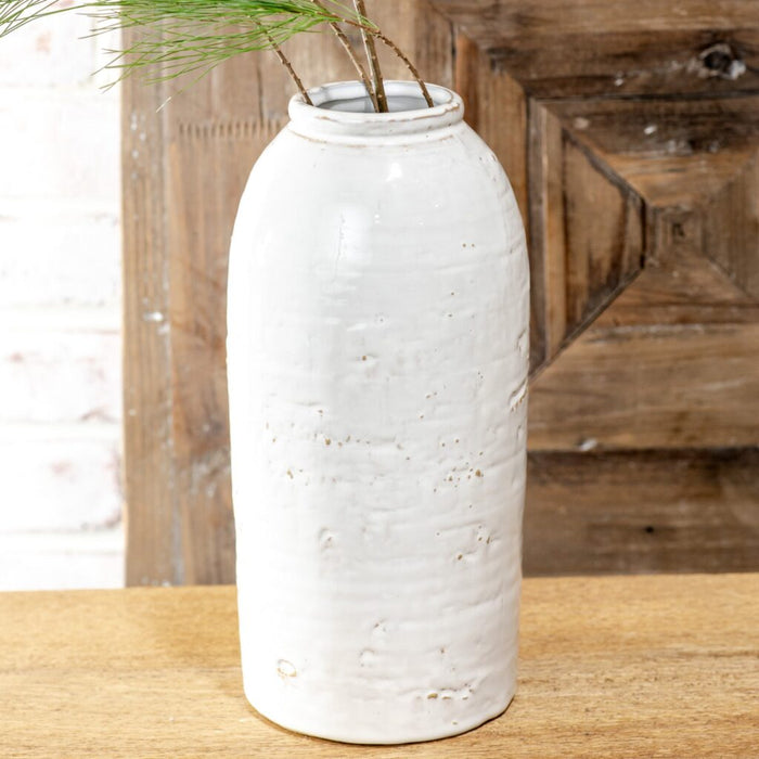 White Ceramic Vase 11"h